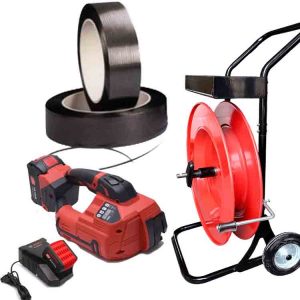 Accu omsnoeringsapparaat ARGON 10-16 mm PET/PP incl. accu & oplader + PP-band 12 mm - omsnoeringskar